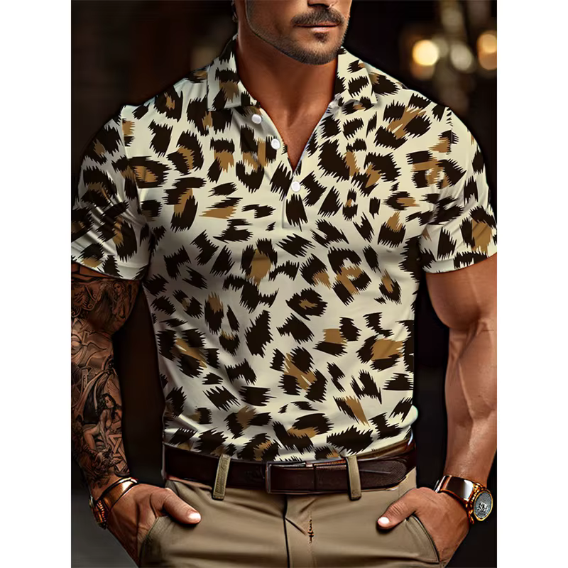 Polo pour homme imprimé 3D Abeilles Loups Aigle, T-shirt graphique animalier, Hauts décontractés d'été à col revers surdimensionné, Manches courtes, Streetwear