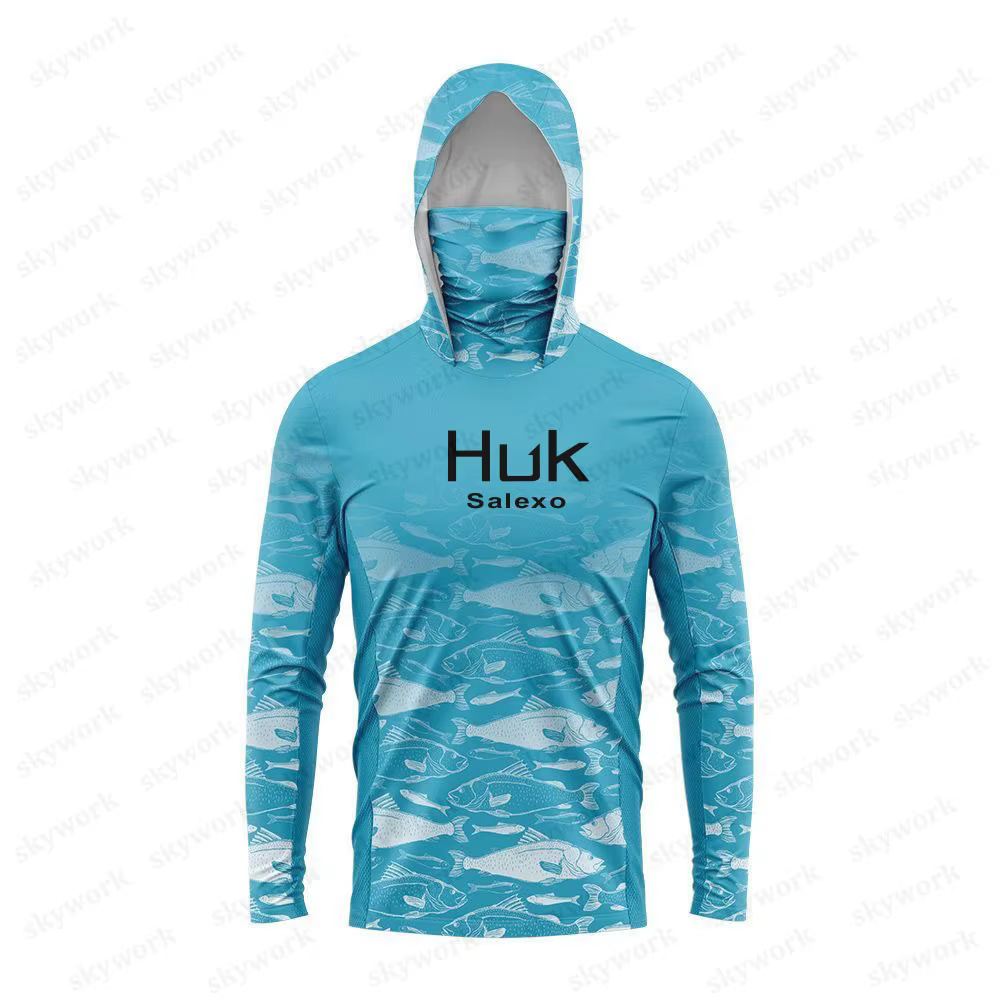 Huk SalexoHUK UPF 50 + manches longues à capuche couverture faciale chemises de pêche séchage rapide respirant