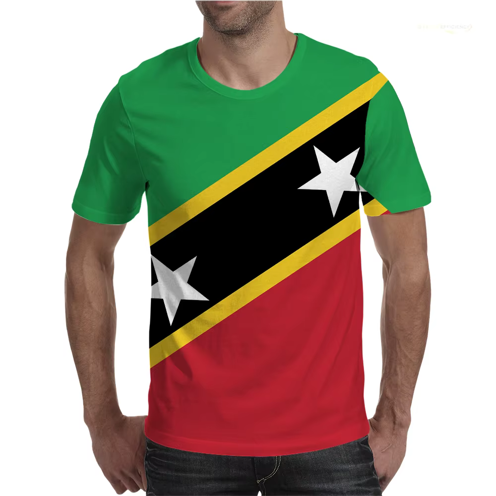 Saint Kitts et Nevis maillot de Football T-shirt mode drapeau Badge graphique t-shirts hommes et femmes sport à manches courtes uniforme de Football