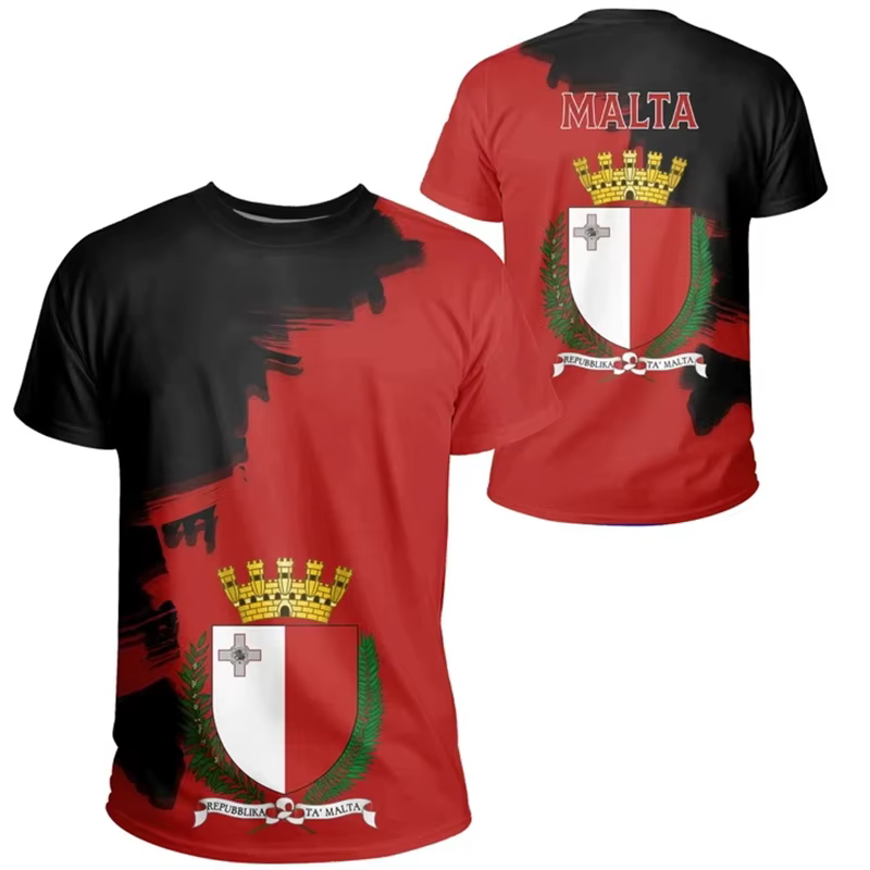 Drapeau de Malte impression 3D T-shirts pour hommes vêtements de créateurs hommes été unisexe à manches courtes hauts mode T-shirts Streetwear Harajuku t-shirt
