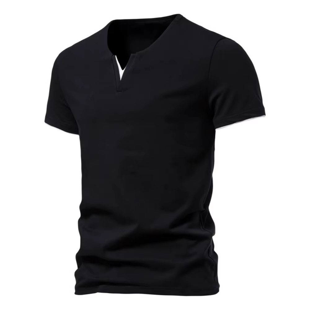 T-shirt Henley à manches courtes pour homme