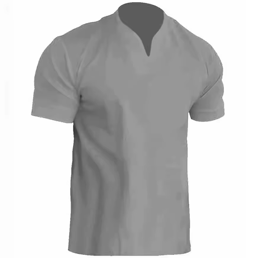 T-shirt homme 2026 décontracté fitness sport coton élastique avec poche manches courtes été col en V vêtements pour hommes