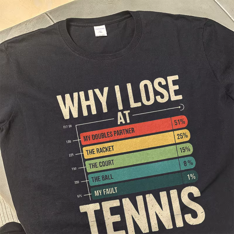 Homme été classique T-shirt pourquoi j'ai perdre au tableau de Tennis imprimé respirant à manches courtes col rond