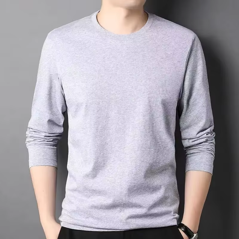 T-shirt décontracté à manches longues et col rond pour homme – Tendance