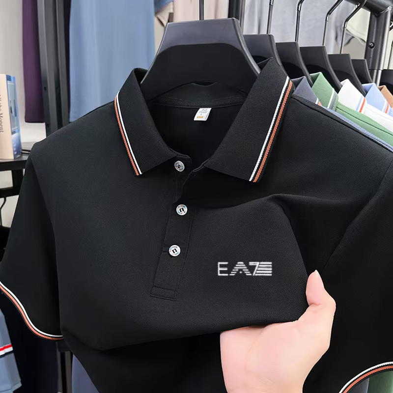 Polo à manches courtes imprimé avec lettres de marque de luxe pour hommes