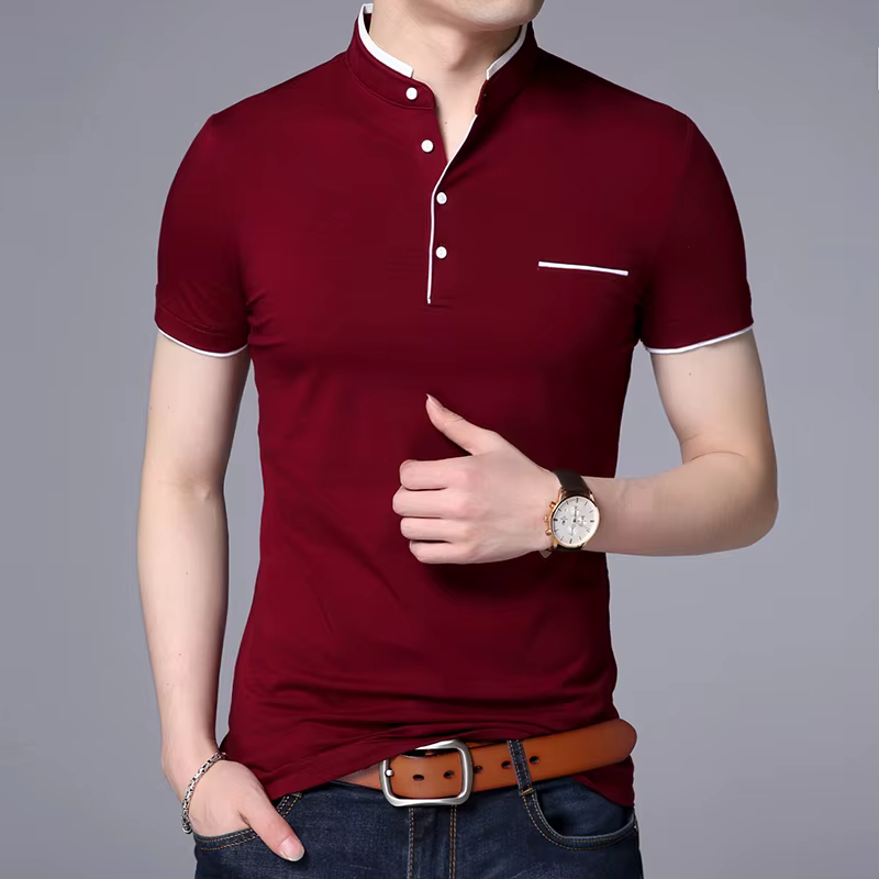 Polo à col mandarin pour hommes