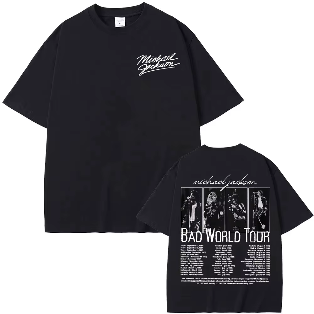 T-shirt King of Pop Michael Jackson Bad World Tour pour hommes et femmes