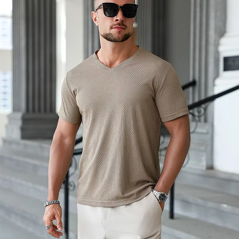 T-shirt pour homme en soie glacée kaki