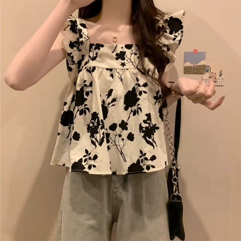 Haut court à nœud papillon pour femme, sans manches, à volants, coupe ample, décontracté, pour l'été et la plage, couleurs vives
