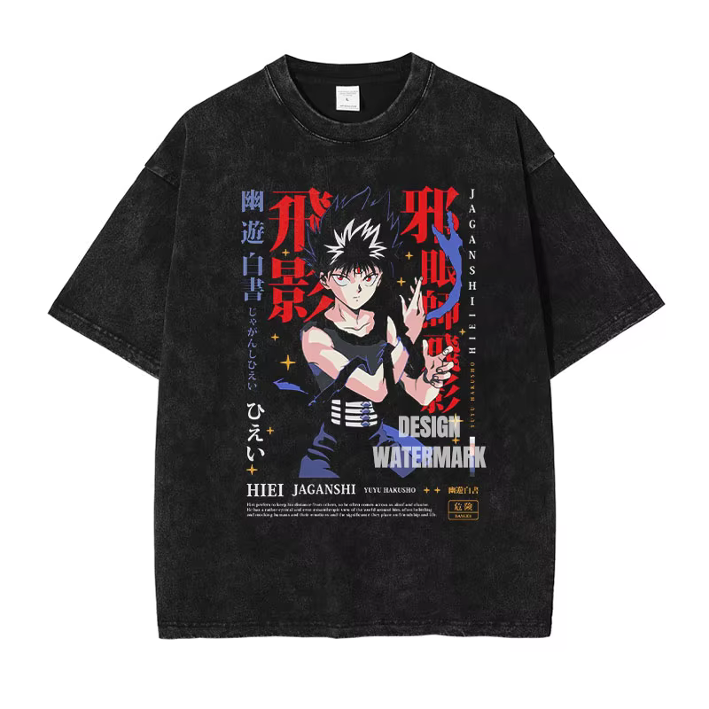 Anime Yu Yu Hakusho T-shirts graphiques Urameshi Yuusuke Manga t-shirt lavé surdimensionné