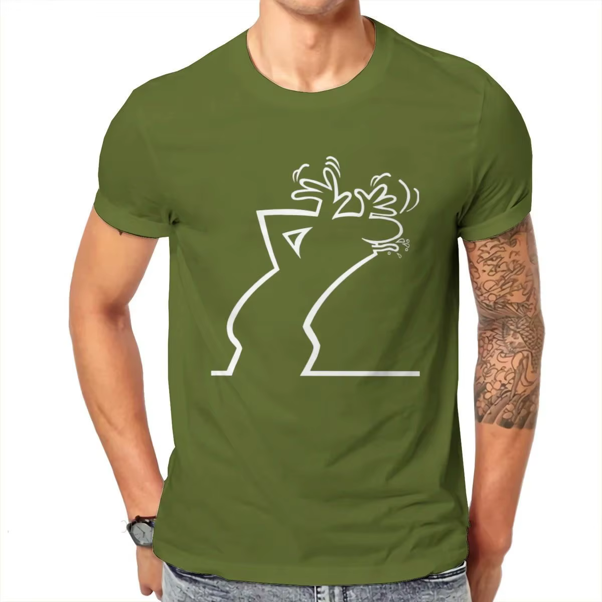 La Linea The Line Osvaldo Cavandoli TV haut homme mode heureuse T-shirt été rue col rond décontracté Camisetas