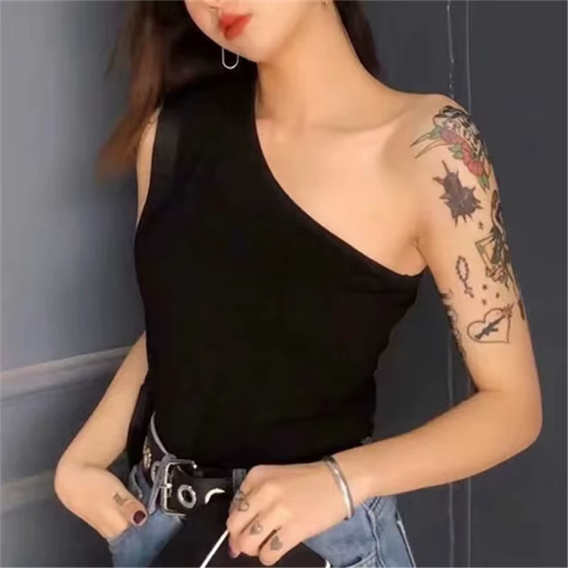 Débardeur court à col oblique pour femmes, corset élastique, sexy, mince, en Y