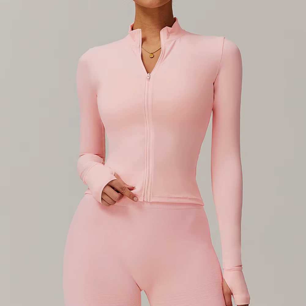Femmes Zip Fitness Yoga chemise hiver chaud haut de sport femme