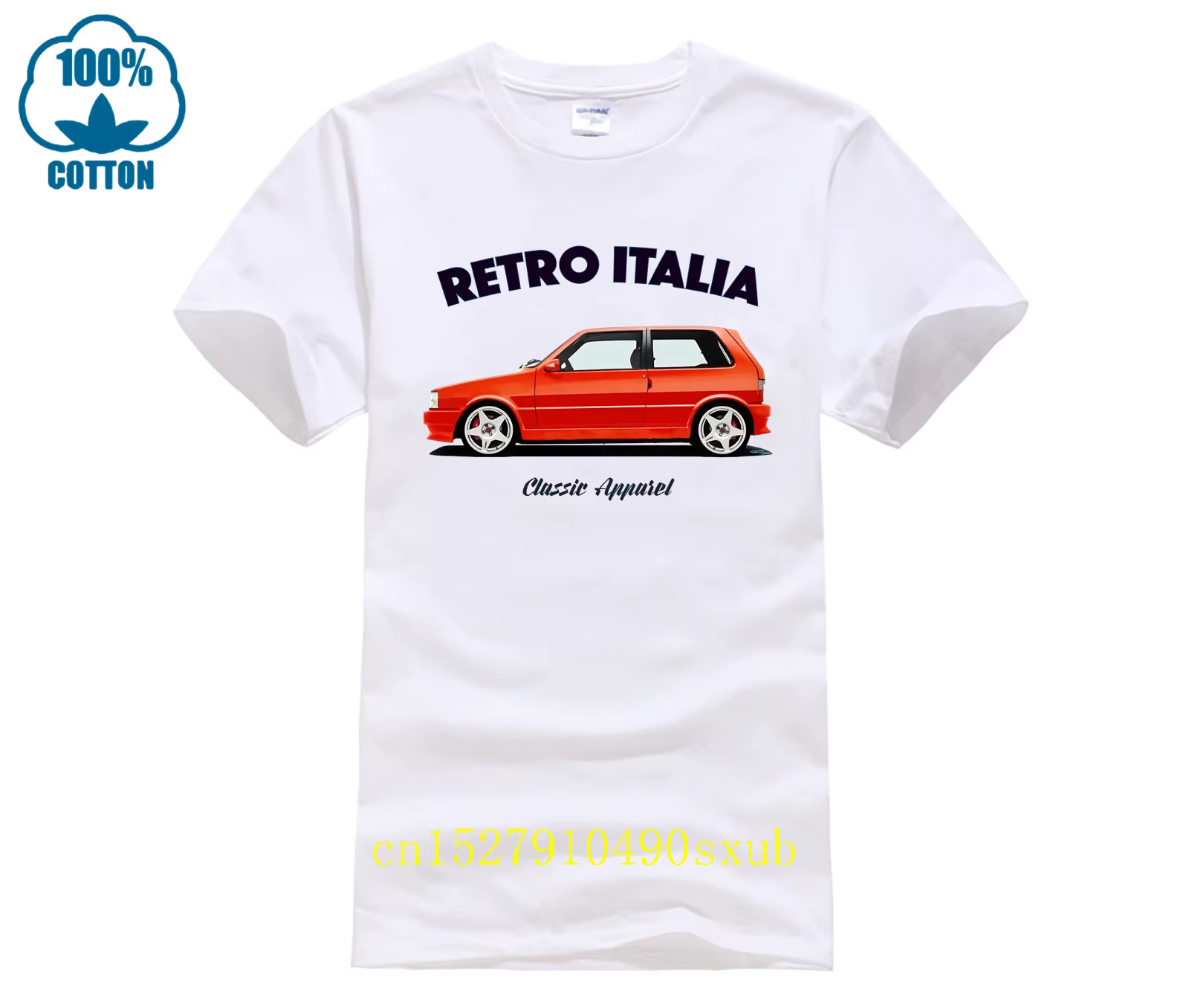 T-shirt FIAT UNO TURBO. RÉTRO ITALIE. VOITURE CLASSIQUE. ABARTH