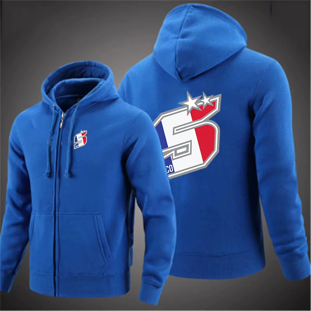 Johann Zarco No 5 imprimer 2025 printemps automne hommes classique couleur unie populaire sweat fermeture éclair décontracté confortable sweats à capuche