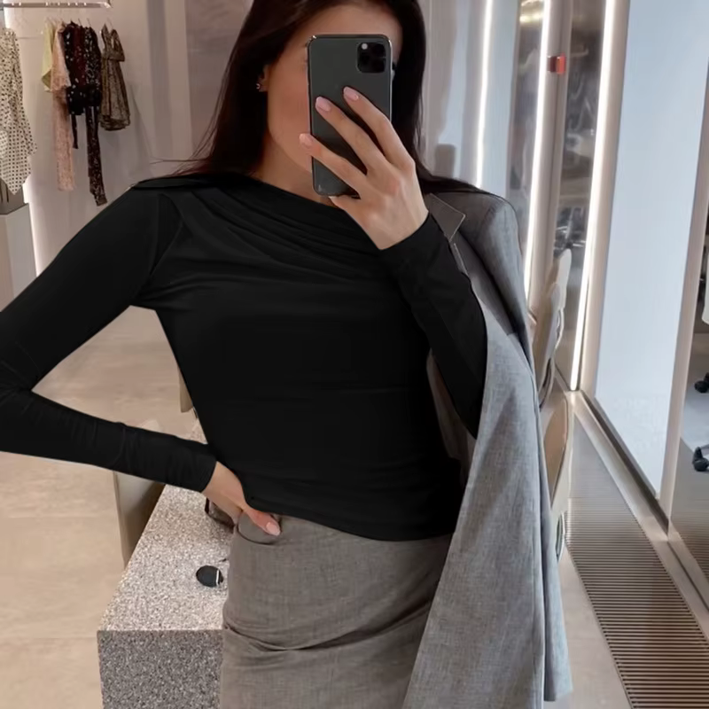 T-shirt basique à manches longues pour femmes