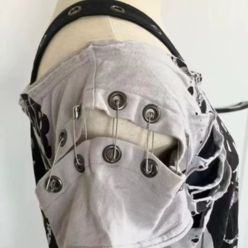T-shirts Gothiques à Manches Courtes, Motifs Têtes de Mort, Style Décontracté Punk Hip Hop Urbain, T-shirt Femme Tendance, T-shirts Graphiques, Vêtements Vintage Années 2000, Hauts pour Femmes
