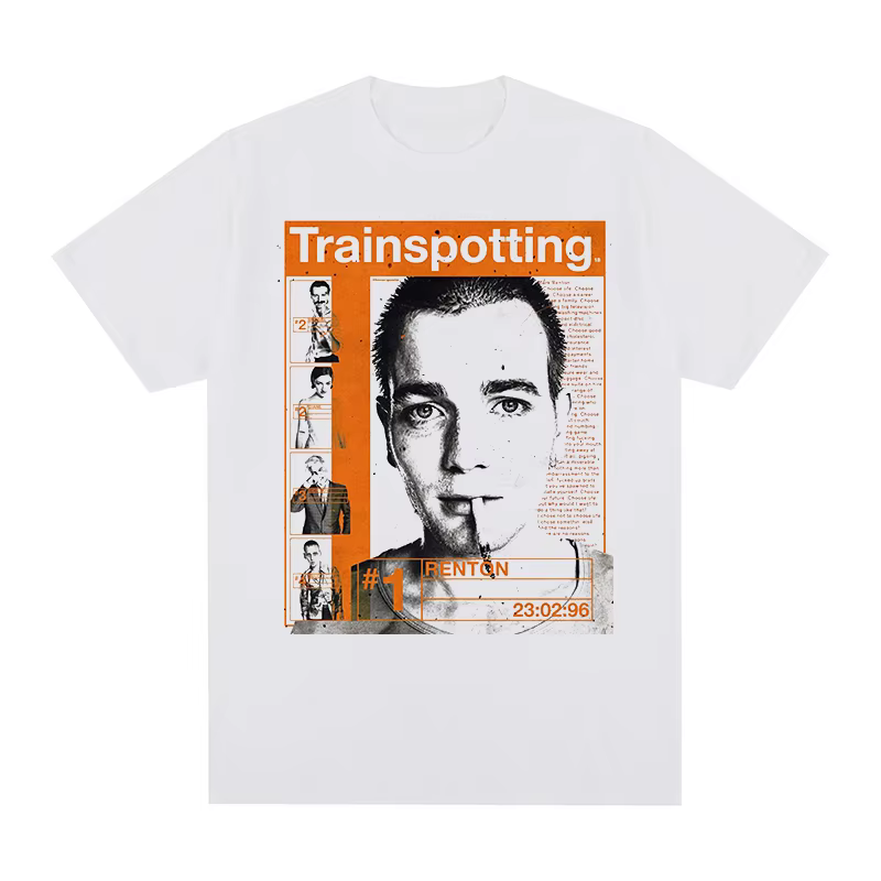 Trainspotting t-shirt Vintage nouveau Portrait rétro Design classique britannique populaire coton hommes