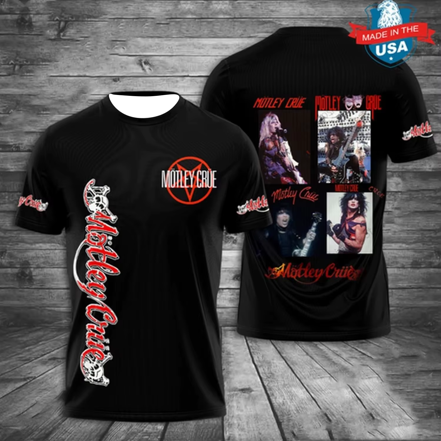 T-shirt imprimé 3D Rock Motley Crue Band pour homme et femme