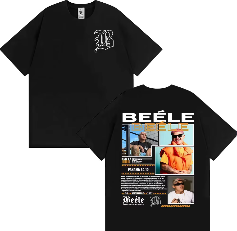 Rappeur BEELE Album Tour 2025 Merch t-shirts hommes femmes Hip Hop Pop musique rue T-shirt 100% coton surdimensionné