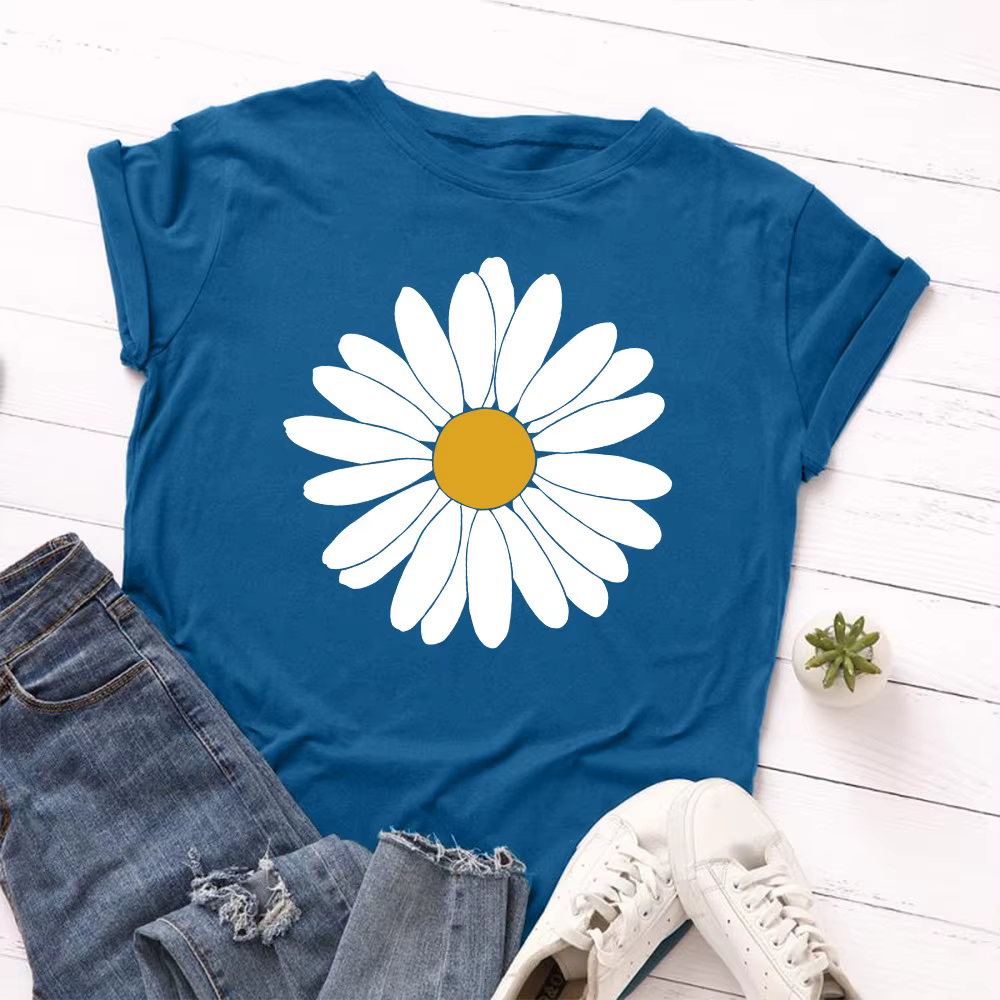 T-shirt à manches courtes pour femmes, 100% coton, graphique, été