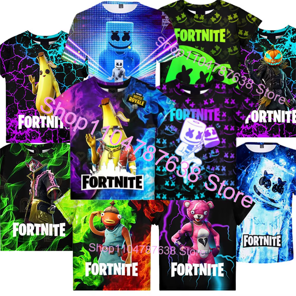 Team Leader Bear F-Fortnite T Shirt 3D Print Banana Peely T-shirt Men's Tee Battle Royale Game Summer Tops Birthday Gifts