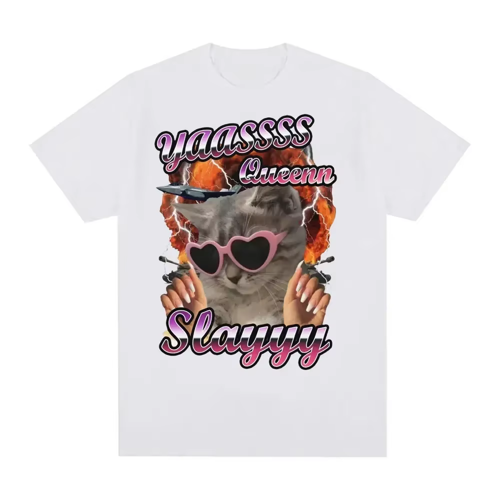 Yas Queen Slay amusant passionné de chat T-shirt femmes mode mignon à manches courtes