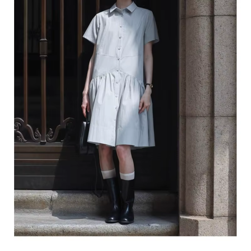 Robe chemise 2026, été, coupe ajustée, robe longue pour femmes