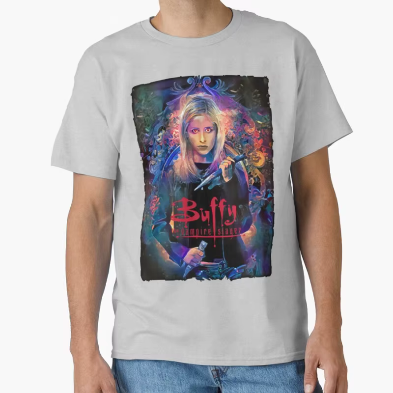 Film effrayant Vintage The Buffy Vampire Slayer films d'horreur T-shirt classique pour hommes grande taille hauts pour adultes S-6xl