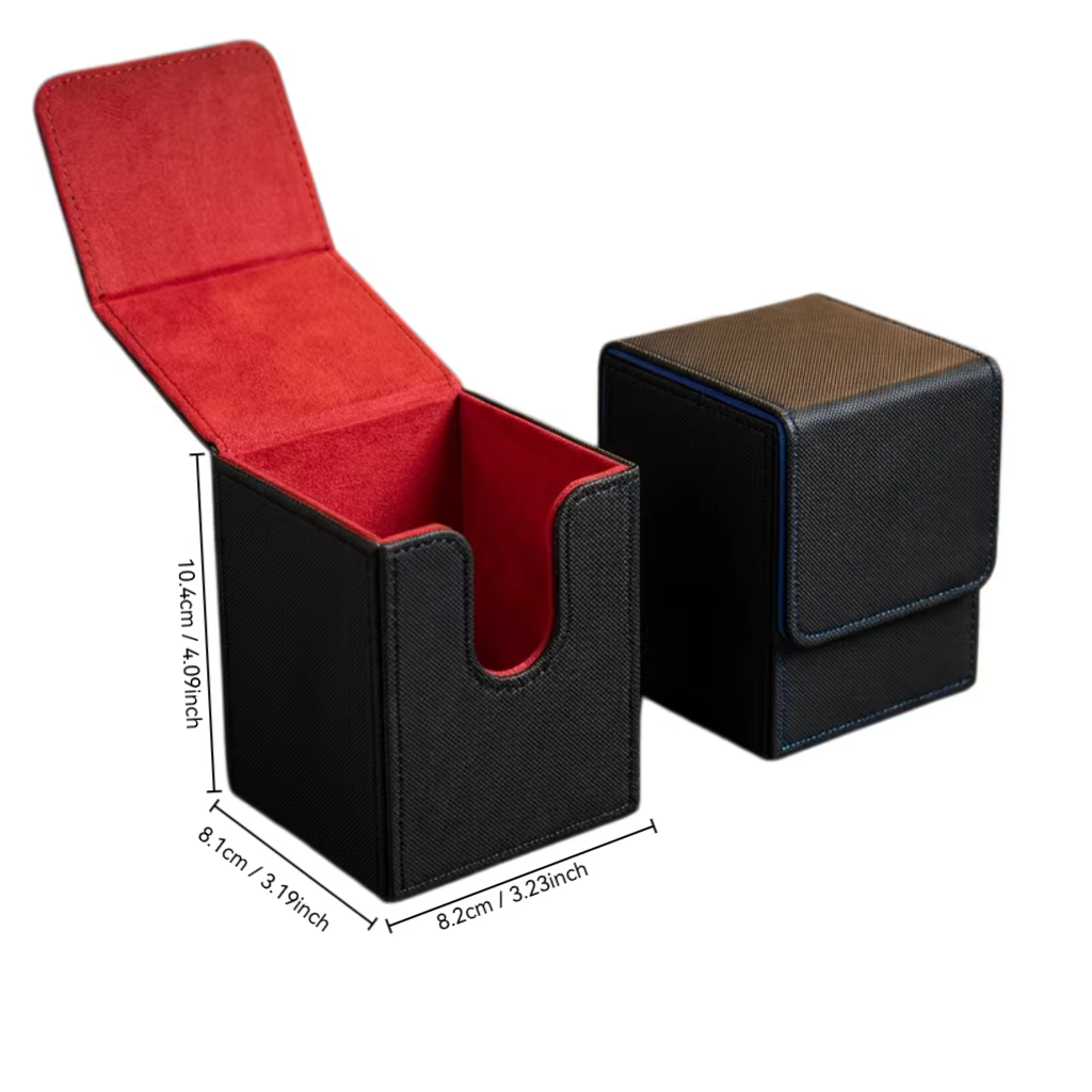 Boîte à cartes verticale à rabat, étui de rangement pour cartes en cuir PU, porte-cartes pour accessoires de jeu, conçu pour les jeux de cartes à collectionner.