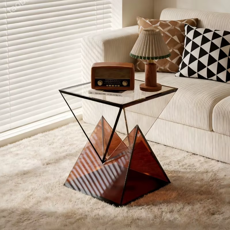 Table d'appoint carrée en acrylique transparente