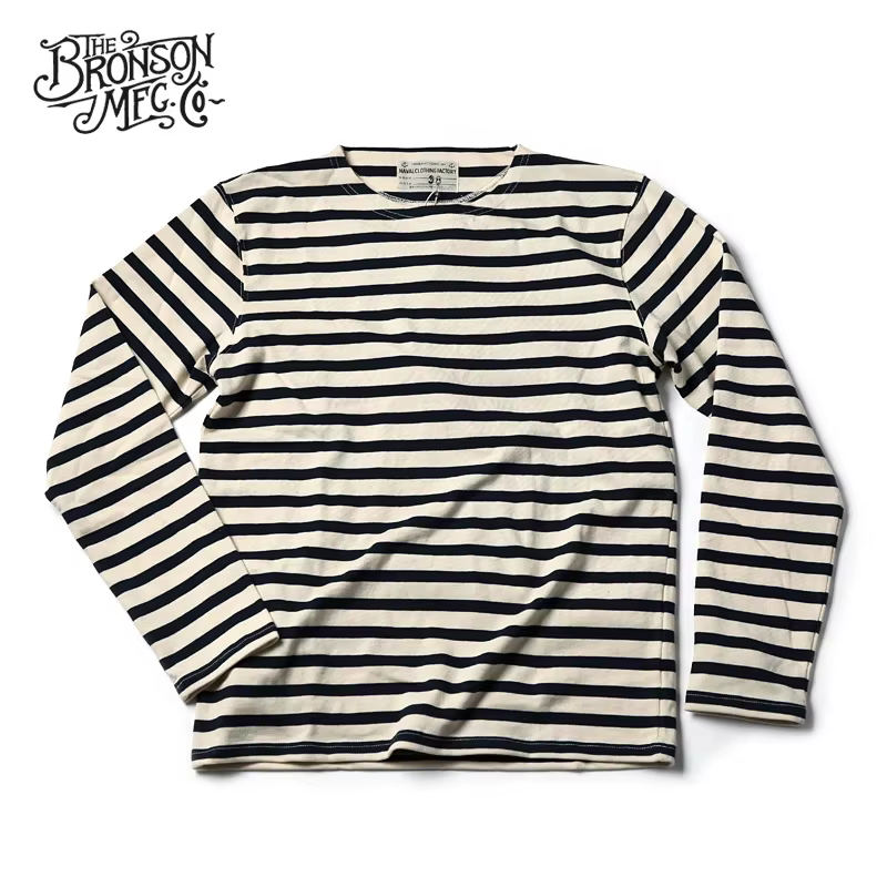 Bronson Sailor's Chemise rayée Vintage Mode Breton Col bateau T-shirt à manches longues