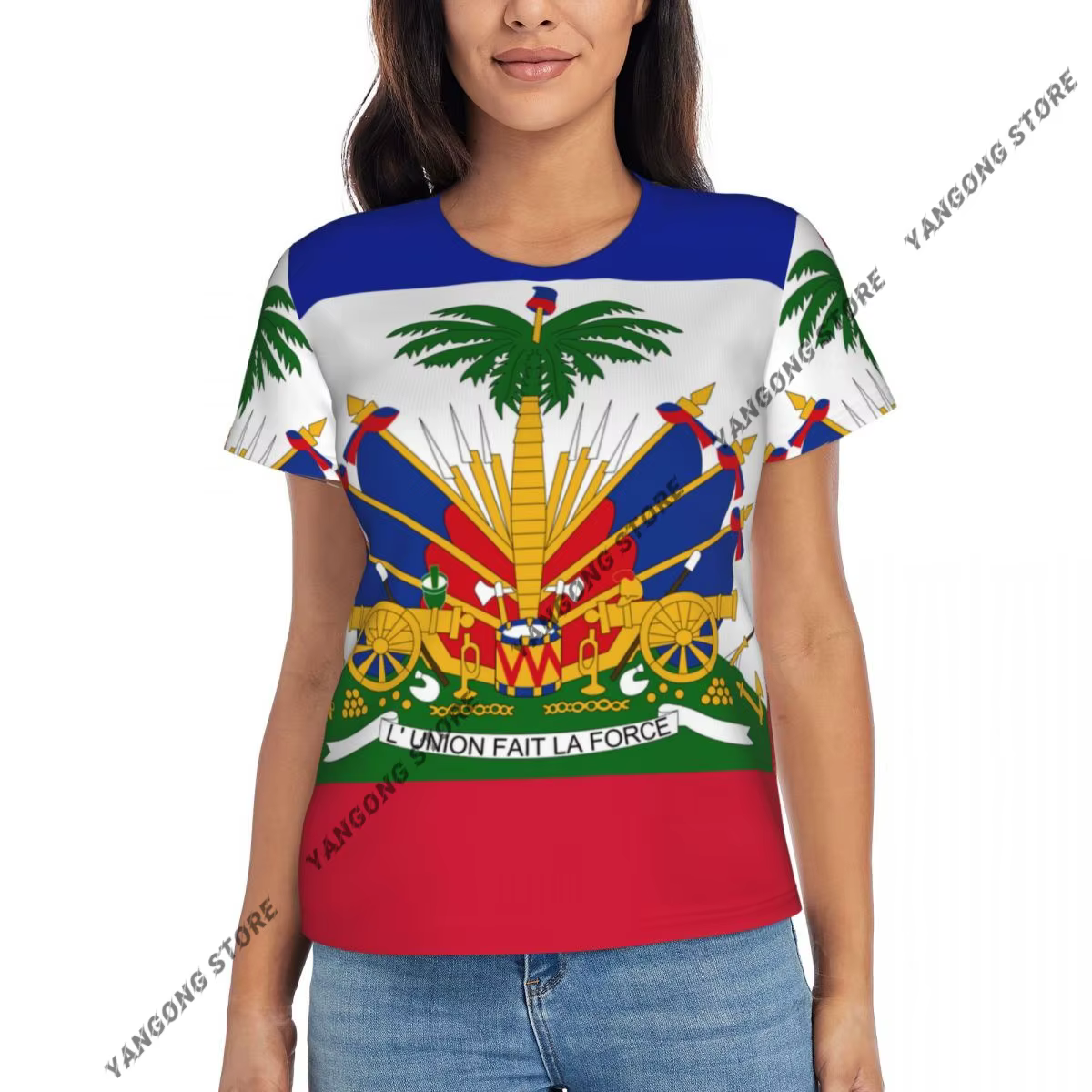 T-shirt femme drapeau d'haïti