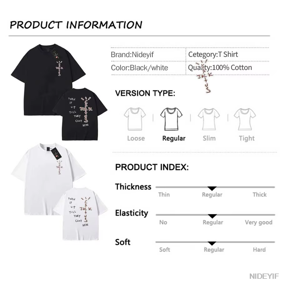 100% coton t-shirt hommes femmes mode Hip Hop t-shirts cactus jack lâche à manches courtes Fans cadeau hauts