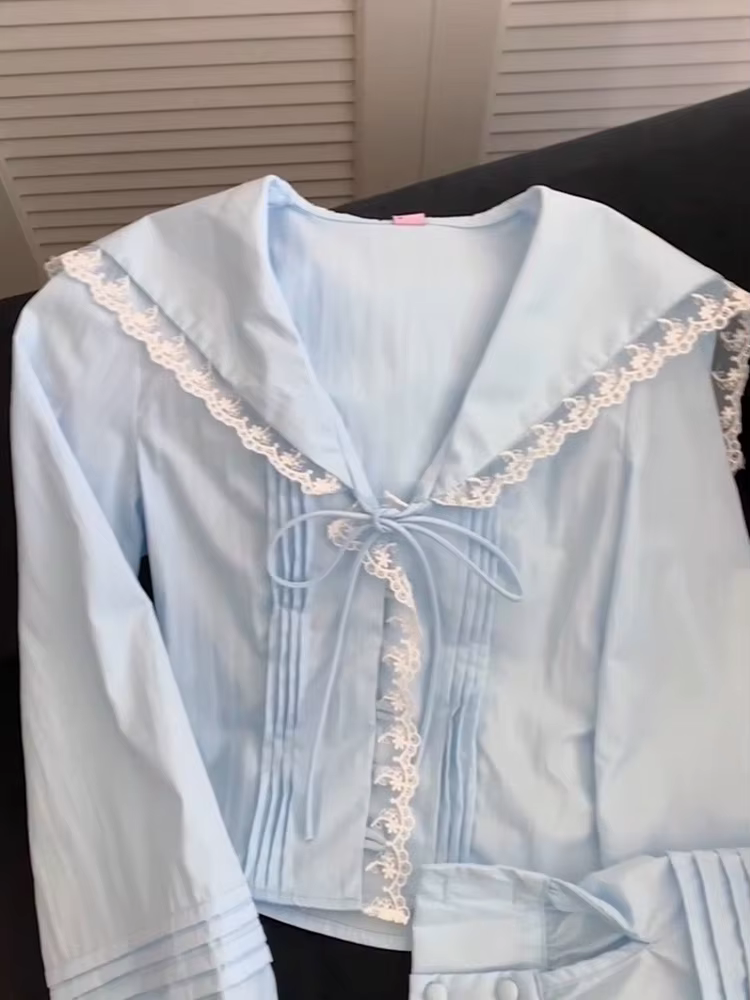 Chemise à col marin douce et mignonne pour femmes