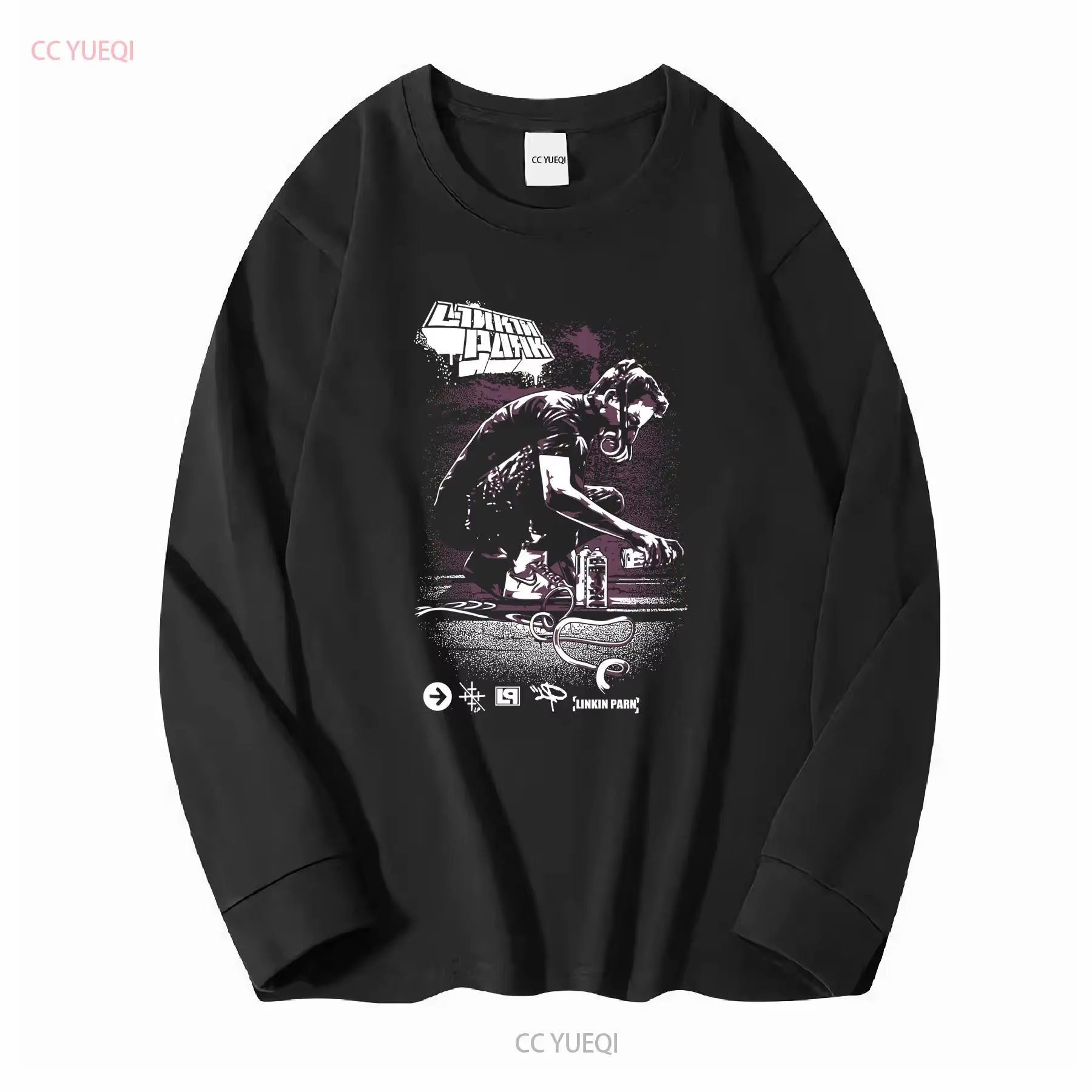Black Linking Park Band T Shirt manches longues ou courtes vintage Vêtements de créateurs délavés Polyvalent Légèrement Élégant Mode décontractée