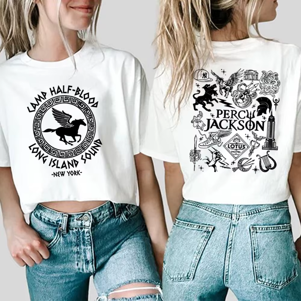 Deux côtés Camp demi-sang t-shirt Harajuku Percy Jackson chemises graphiques