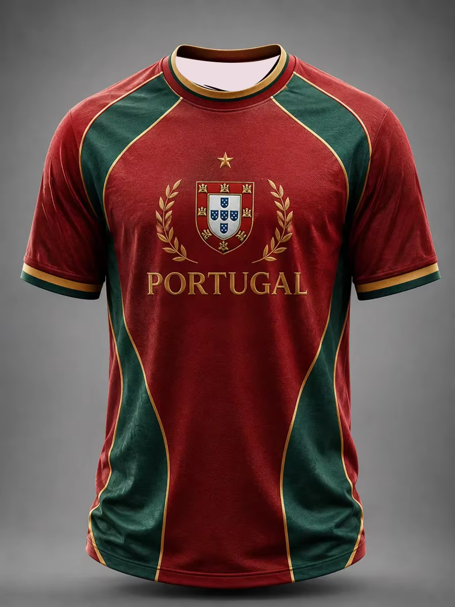 T-shirt d'entraînement de football portugais édition 2026 - Impression numérique 3D - Confortable et respirant - Vêtements pour toute la famille