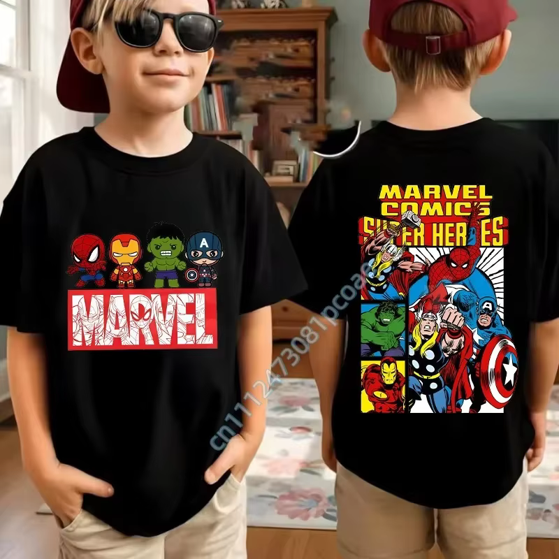 T-shirts décontractés à manches courtes et col rond pour enfants