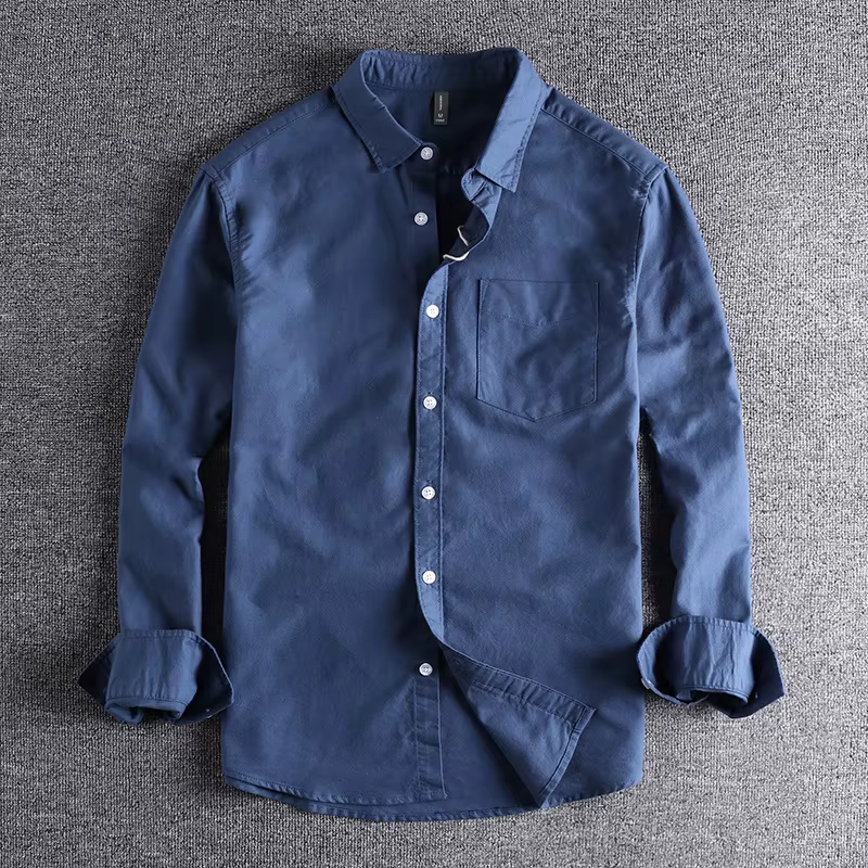 Chemise à Manches sulfen Tissu Oxford Délavé pour Homme