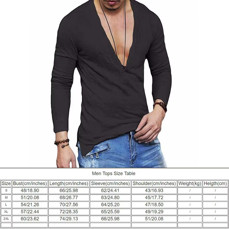 T-shirt à col en V profond pour hommes