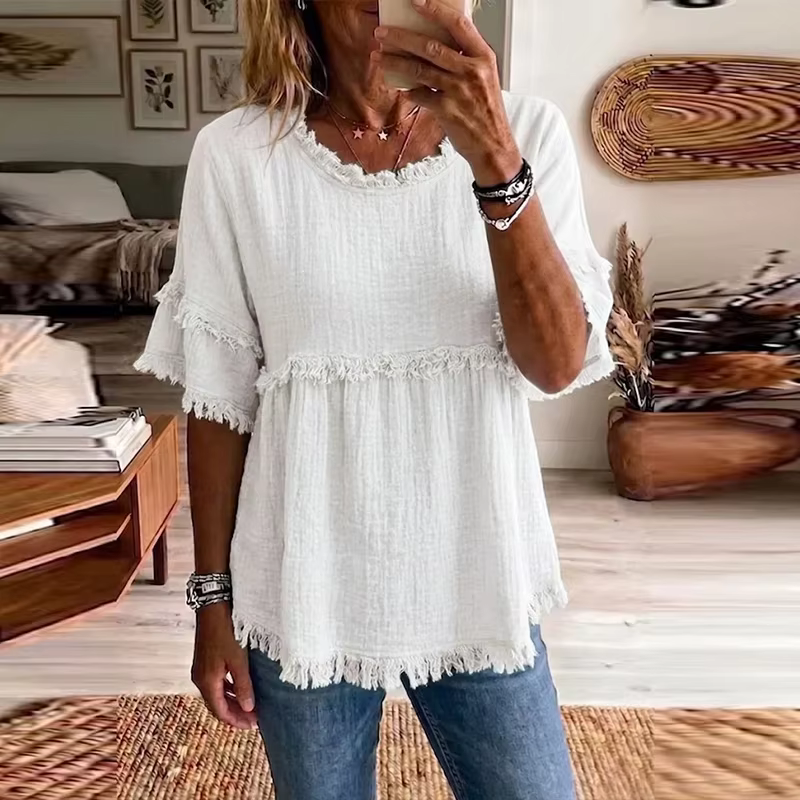 T-shirt élégant pour femme à franges
