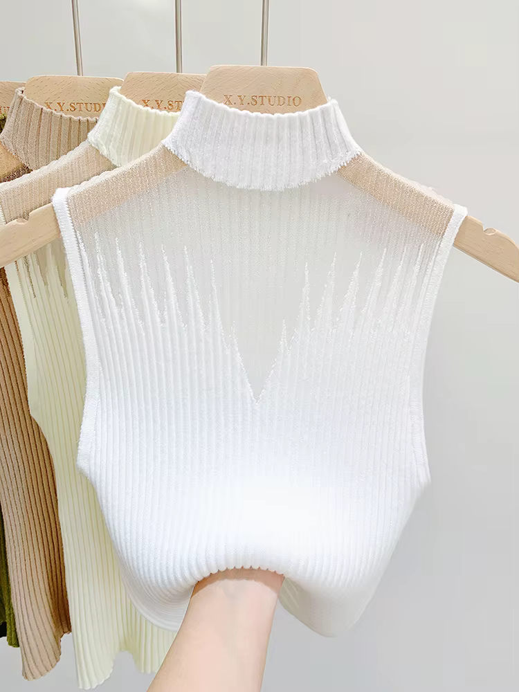 Pull Tube Blanc en Maille Précieuse pour Femme