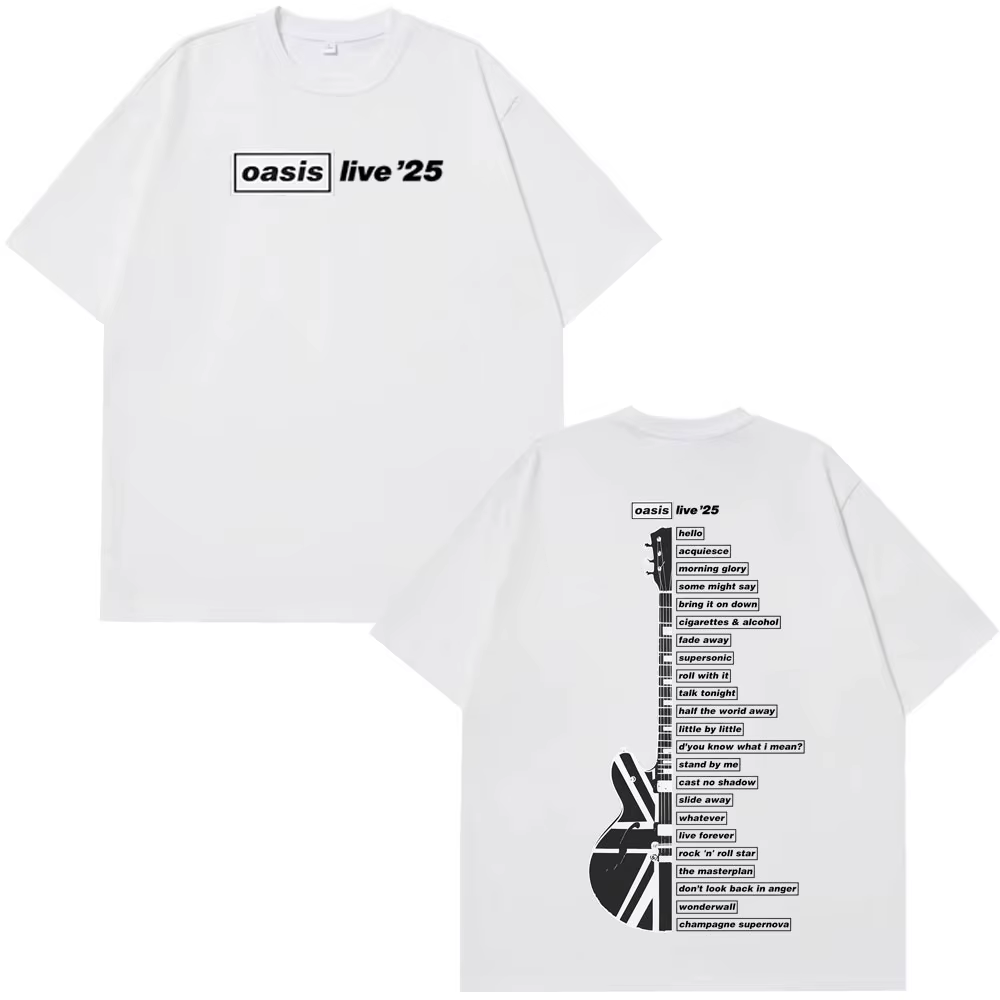Oasis Live '25 Wembley Tour t-shirt Fan Merch haut d'été hommes surdimensionné Hip-hop mode T-shirts confort