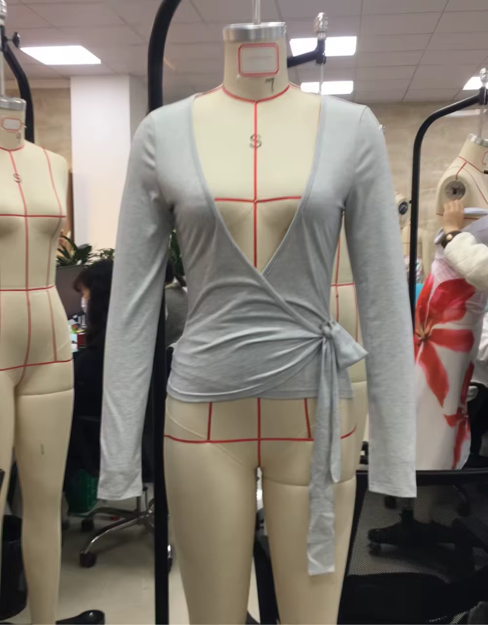 Femmes Yoga Wrap cravate hauts Y2k solide à manches longues coupe ajustée culture