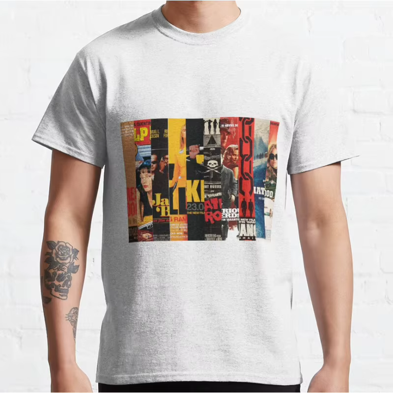 Tarantino Ten 80s film vintage Pulp fiction T-shirt à manches courtes et col rond pour hommes grande taille hauts pour adultes S-6xl