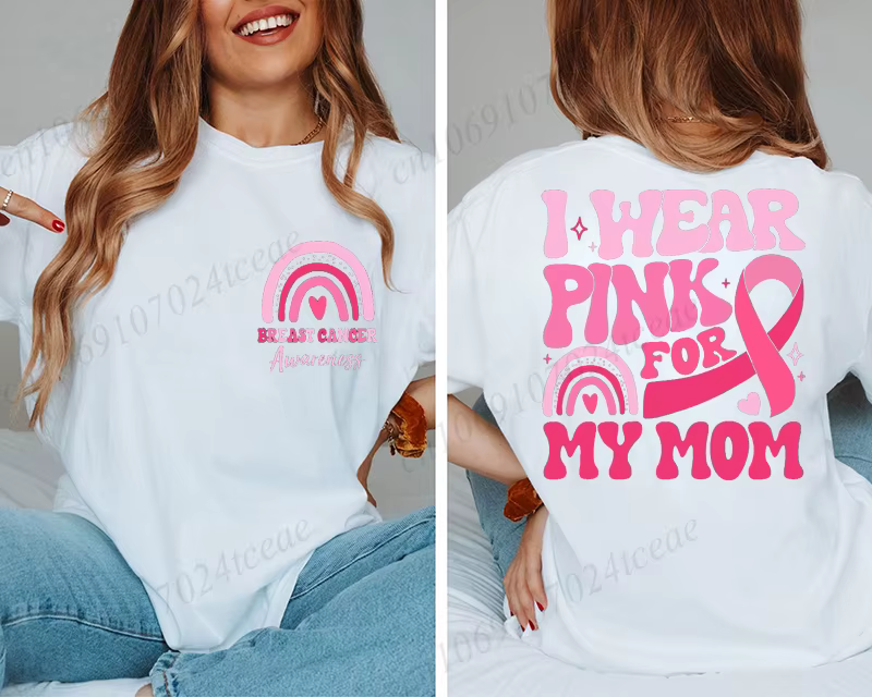 Je porte un rose pour le Cancer du sein imprimé femmes T-Shirt