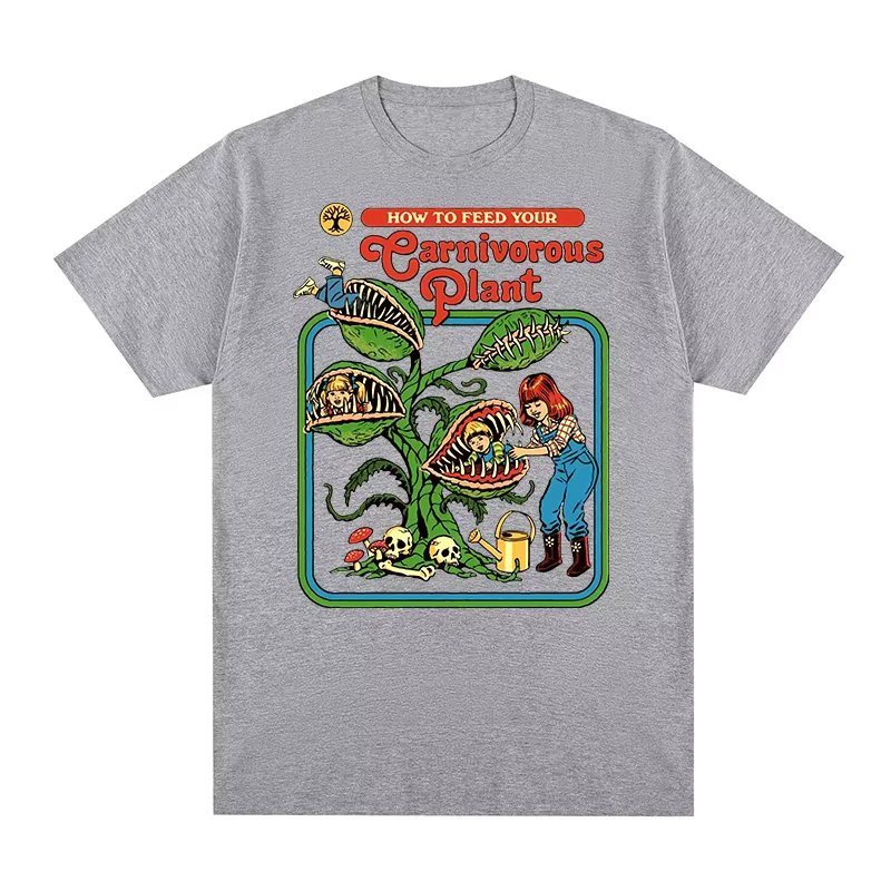 T-shirt Vintage Plante Carnivore en Coton Pur Respirant pour Homme