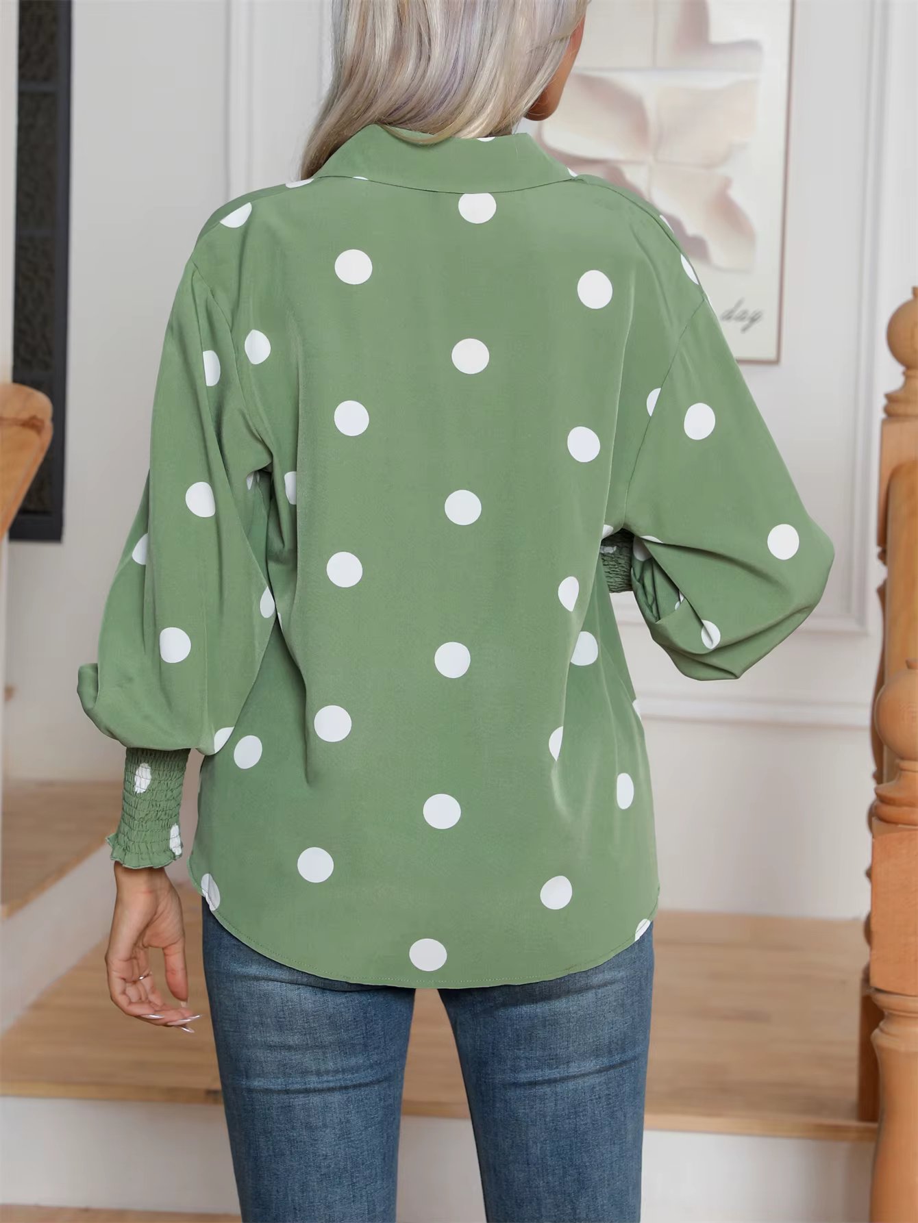 Chemise décontractée à manches lanterne pour femmes