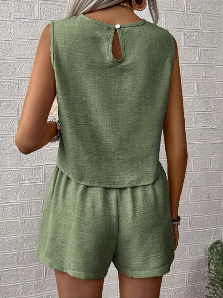 Nouvel ensemble décontracté léopard tendance : débardeur ample à col rond et short pour femme – Collection été